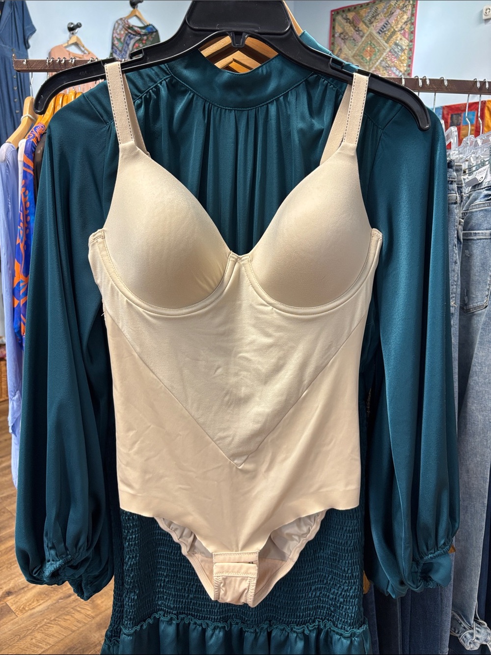 Maidenform Cream Shaping Bodysuit with Underwire Support
